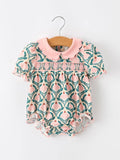 Petal Princess Romper: Emerald/ Pink