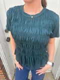 Signature Style Smocked Top: Hunter Green