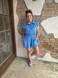 Working Whimsy Romper: Aqua Splash