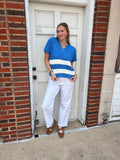 Varsity Sweater Top: Blue/White