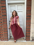 Twice as Nice Plaid 2 in 1 Maxi Dress: Rust Combo