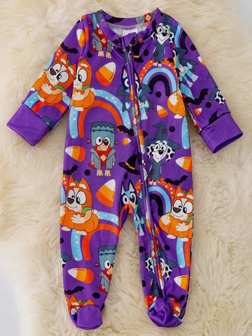 Trick or Treat Romper: Purple