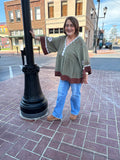 Pleasant Day Top: Olive/Brown