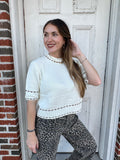 The Stitch Effect Top: White/Brown