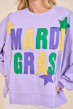 Mardi Gras Patchwork Pullover Top: Purple