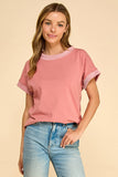 Simply Sweet Ribbed Top: Rose