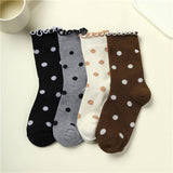 Polka Dot Crew Socks: Off White