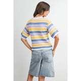 Sweet Stripes Knit Top : Ivory/Pink