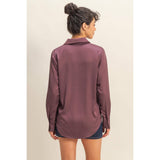 Sassy Satin Shirt: Dark Cherry