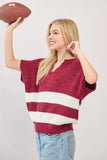 Varsity Sweater Top: Orange/White