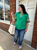 April Blooms Top: Green