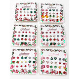 Christmas Theme Post Earring Set: Multi-Color