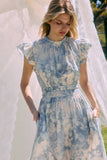 *RESTOCKED* In a Garden Mood Midi Dress: Sky Blue
