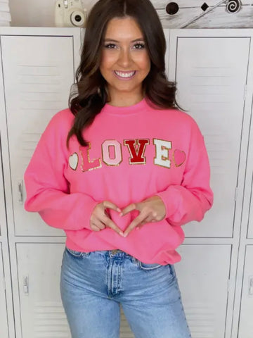 LOVE Sweatshirt: Safety Pink