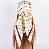 Polka Dot Bandana Scarf: Ivory/ Brown