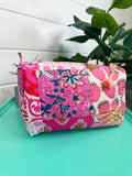 Tiger Patchwork Cosmetics Bag: Pink mix