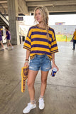 Gameday Stripe Top: Purple/ Yellow