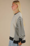 Loom and Lined Pullover: Black/Cream