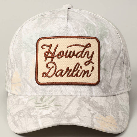 Howdy Darlin' Trucker Hat: Beige Camo