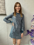 Proper Party Sequin Dress: Blue/Gray