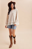 Lace And Leisure Pullover Top: Cream
