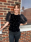 Velvet Pearls Top: Black