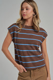 New Perspective Sweater Top: Chocolate/ Blue