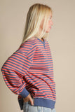 Serene Stripe Pullover: Navy/Coral