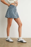 Sweet Scallop Denim Skirt: Mediumwash