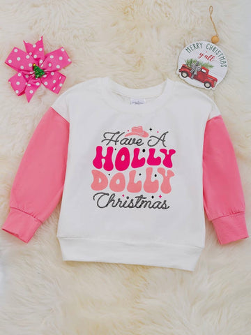 Holly Dolly Christmas Top: Pink Mix