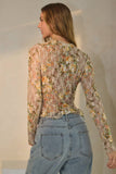 Sunlit Petals Lace Top: Taupe Multi