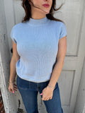 Delicate Darling Knitted Top: Sky Blue