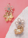 Stacked Flower Earrings: Matte Gold