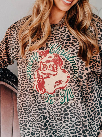 Merry Christmas To All Sweatshirt: Leopard