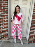 Glamorous Groove Checkered Jeans: Pink