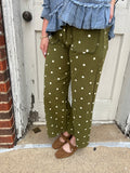 Falling for Dots Pants: Olive/ Cream