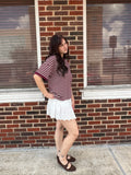 Staple Stripes Top: Burgundy