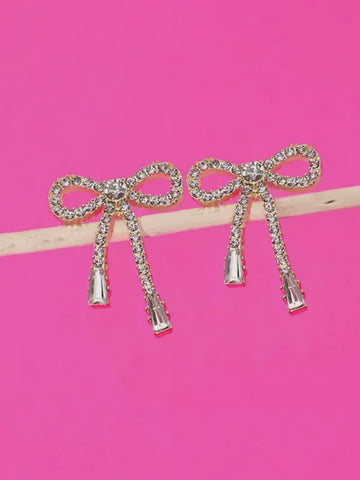 Bling Bows Earrings: Gold