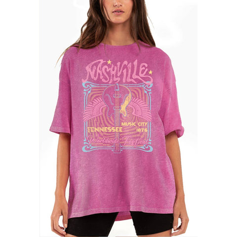Nashville Tennessee Graphic Tee: Mineral Magenta