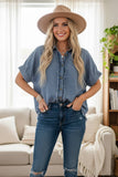 Fringe Benefits Chambray Top: Denim