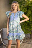 Feeling Floral Tiered Dress: Blue