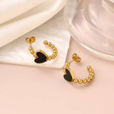 Lover Girl Heart Earrings: Black