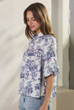 Toi De Paris Printed Top: Blue Multi