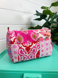 Tiger Patchwork Cosmetics Bag: Pink mix