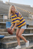 Gameday Stripe Top: Purple/ Yellow