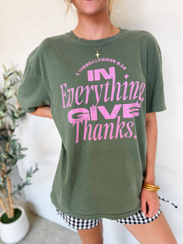 Thankful Scripture Tee: Olive
