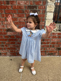 Ritzy Little Rabbit Collar Dress: Blue