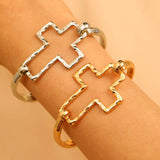 Hammered Cross Bangle: Silver