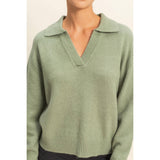 Cozy Cottage V-Neck Sweatshirt: Green