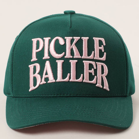 PICKLE BALLER Trucker Hat: Green/Pink